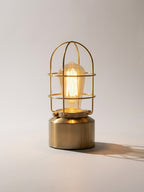 Small Touch Gold Table Lamp for Small Spaces - 3 Way Dimmable Industrial Bedside Lamp - Steampunk Antique Nightstand Desk for Bedroom, Living Room (Bulb Included)