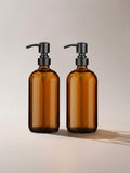 Amber Glass Dispenser Set